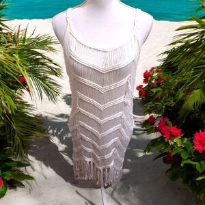 Elegant White Fringe Dress